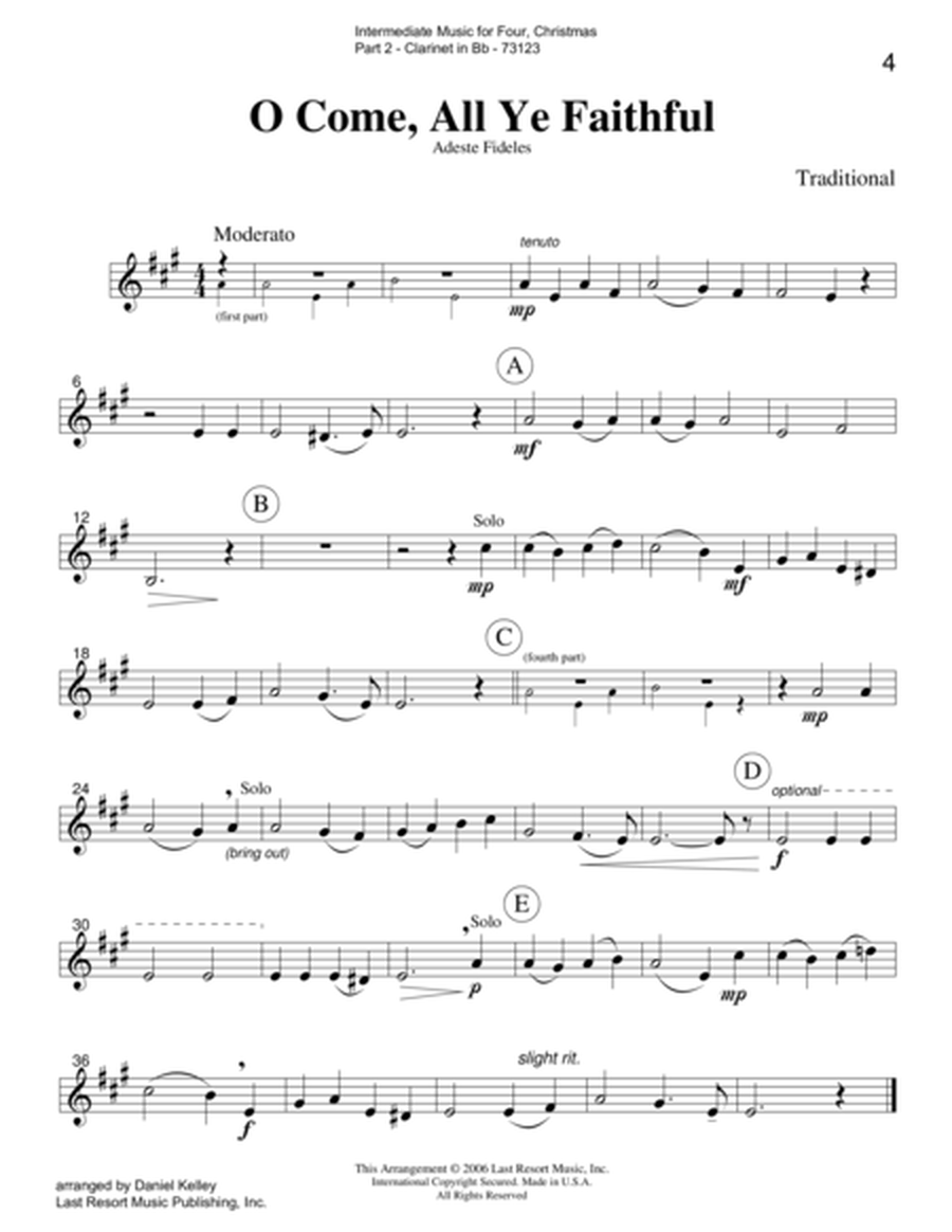 Intermediate Music for Four, Christmas - Part 2 for Bb Clarinet