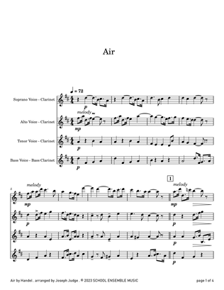 Book cover for Air by Handel for Clarinet Quartet in Schools