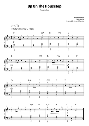 Book cover for Up On The Housetop (easy piano in F major – with chords)