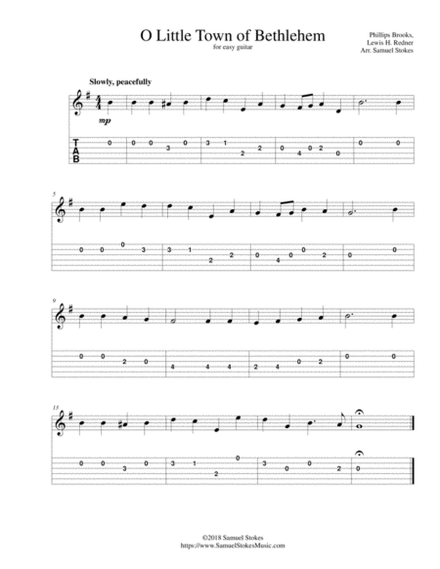 O Little Town of Bethlehem - for easy guitar with TAB image number null