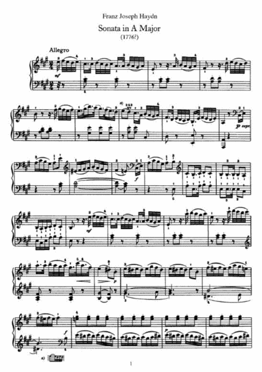 Franz Joseph Haydn - Sonata in A major Hob 16 no 30