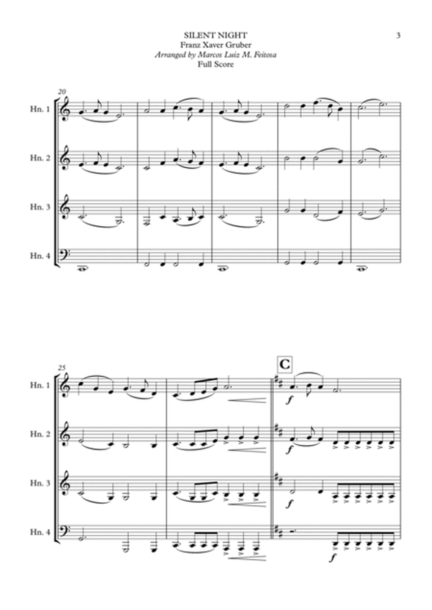 Silent Night - Horn in F Quartet by Franz Xaver Gruber French Horn Quartet - Digital Sheet Music