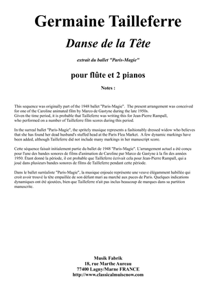 Germaine Tailleferre : Danse de la Tete for flute and 2 pianos