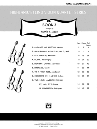 Book cover for Highland/Etling Violin Quartet Series: Set 2: Piano Accompaniment