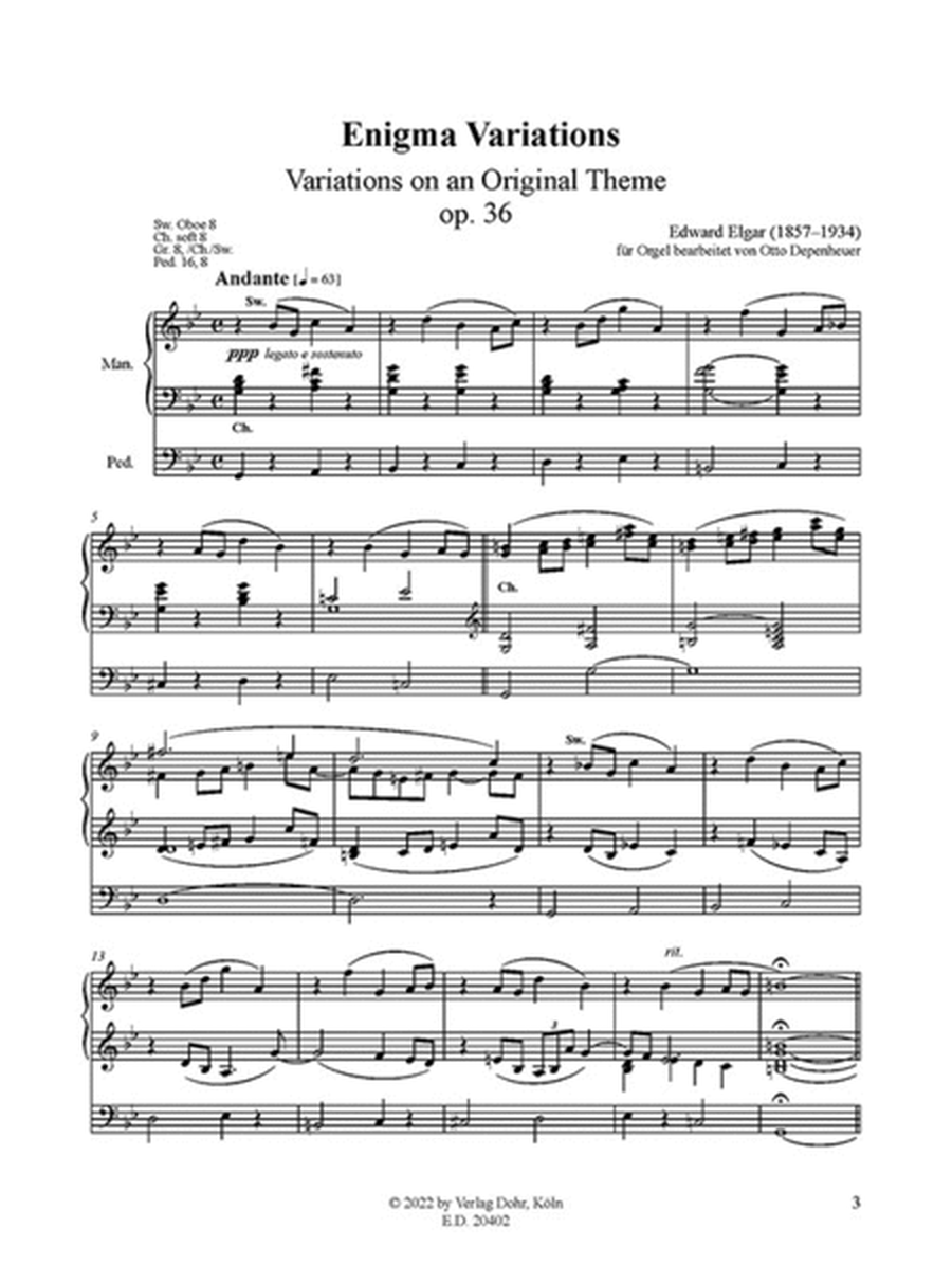 Enigma Variations op. 36 -Variations on an Original Theme- (für Orgel bearbeitet)