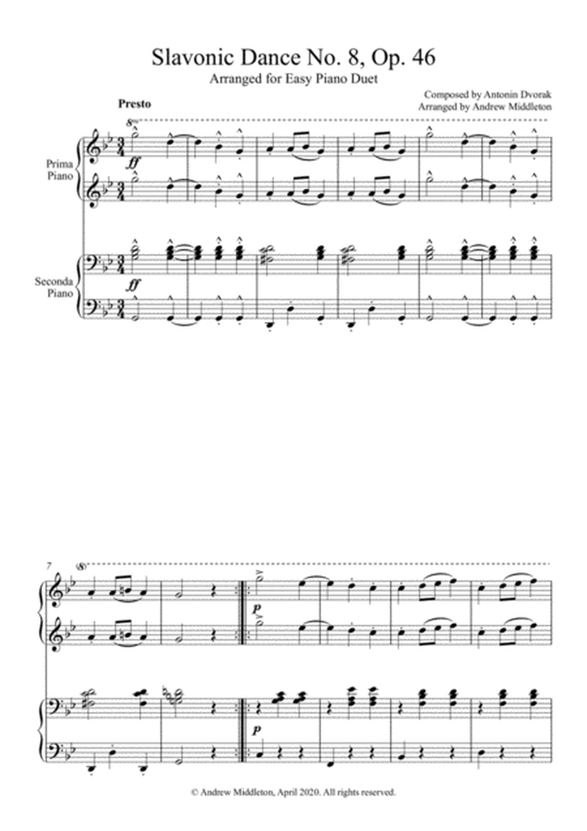 Slavonic Dance No.8 arranged for Easy Piano Duet image number null
