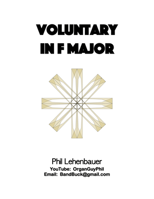 Book cover for Voluntary in F major, organ work by Phil Lehenbauer