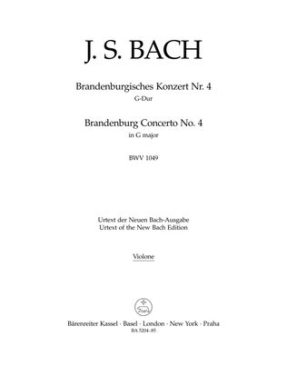 Book cover for Brandenburg Concerto, No. 4 G major, BWV 1049