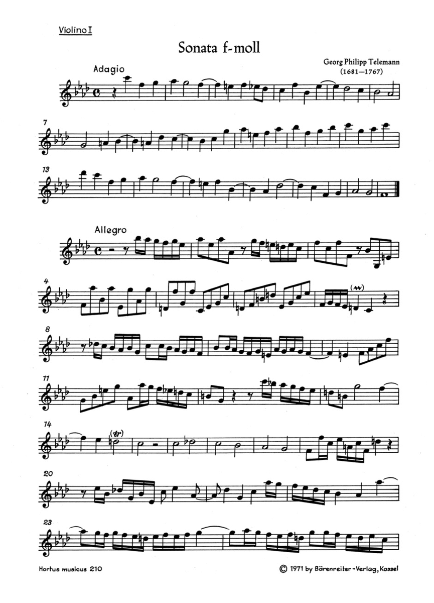 Sonate for 2 Violins, 2 Violas, Violoncello and Basso continuo f minor TWV 44 : 32