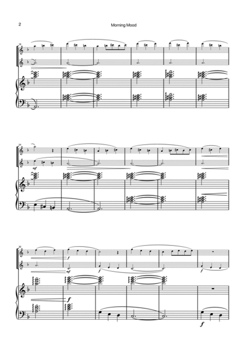 Morning Mood by Grieg for Flute Duet with Piano image number null