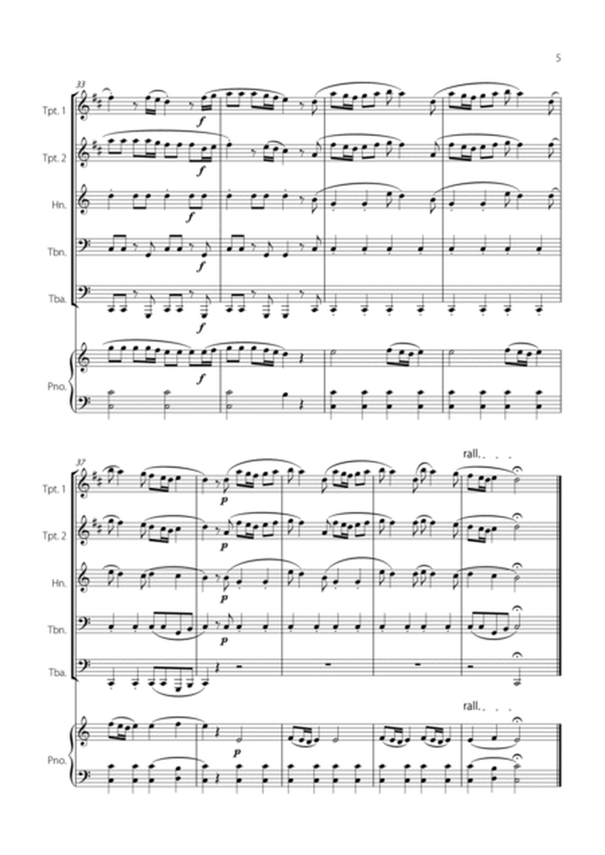 "Spring" (La Primavera) by Vivaldi - Easy version for BRASS QUINTET & PIANO image number null