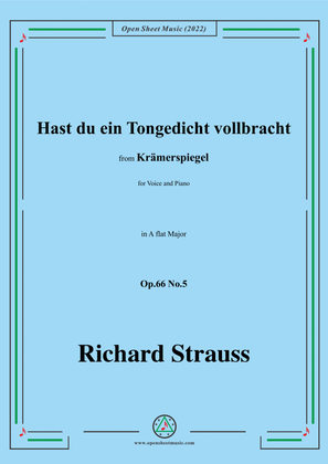 Book cover for Richard Strauss-Hast du ein Tongedicht vollbracht,in A flat Major,Op.66 No.5