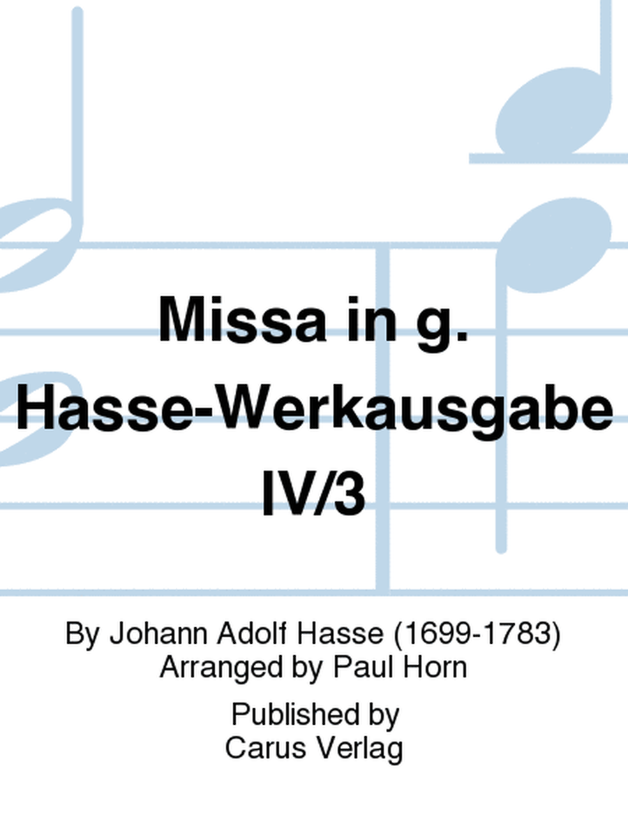 Missa in g. Hasse-Werkausgabe IV/3