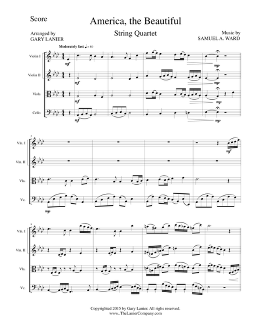 AMERICA, THE BEAUTIFUL (String Quartet/Score and Parts) image number null