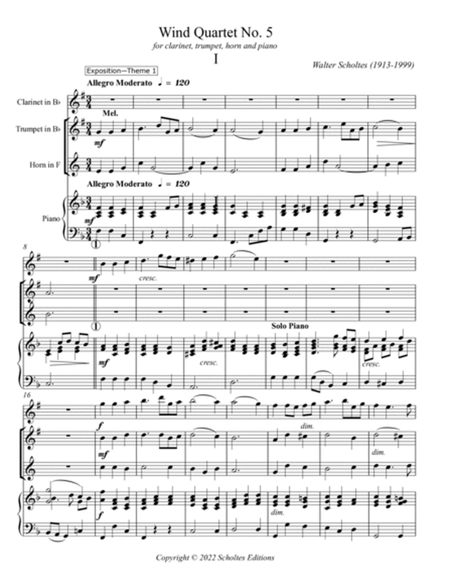 Wind Quartet No. 5 in F Major for mixed ensemble