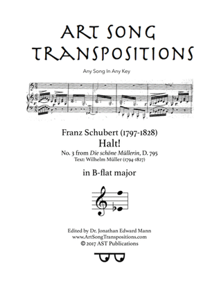 SCHUBERT: Halt! D. 795 no. 3 (transposed to B-flat major)