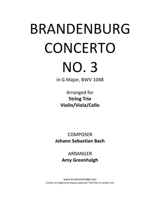 Book cover for Brandenburg Concerto No. 3 - Bach - String Trio