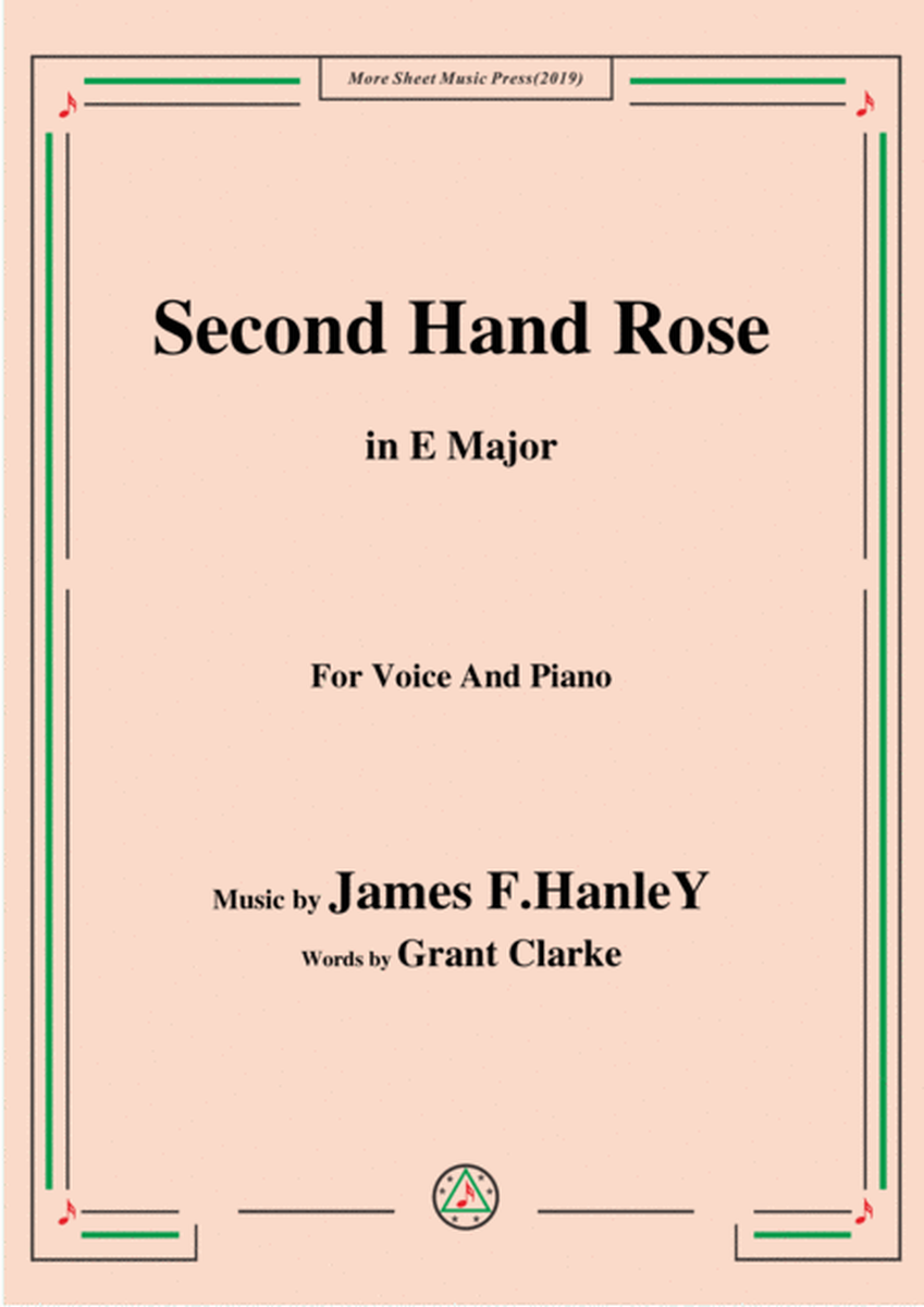 James F. HanleY-Second Hand Rose,in E Major,for Voice&Piano image number null