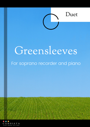 Greensleeves - for solo soprano recorder and piano accompaniment (Easy)