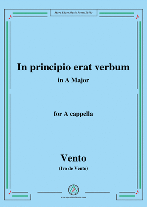 Book cover for Vento-In principio erat verbum,in A Major,for A cappella