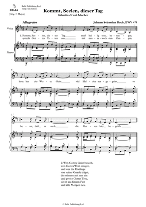 Book cover for Kommt, Seelen, dieser Tag, BWV 479 (D Major)