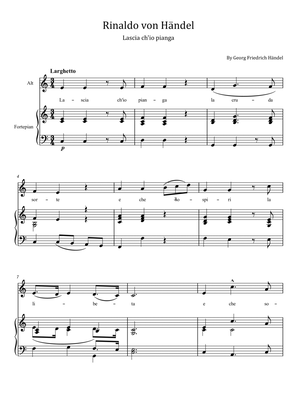 Book cover for Lascia ch'io pianga - Rinaldo von Händel - For Piano and Voice With Lyrics