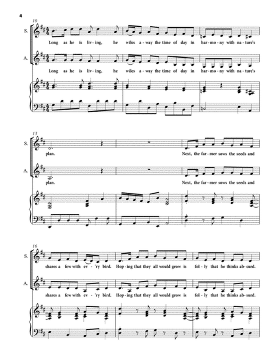 Bruce W. NELSON: The Farmer, Two-part choir (S.A.) arrangement with Piano accompaniment