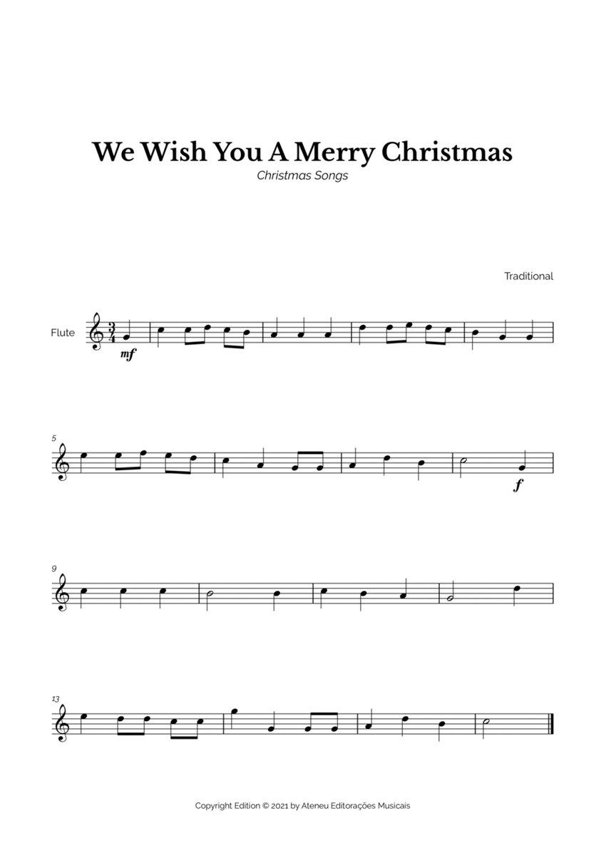 We Wish You A Merry Christmas for Easy Flute Solo image number null