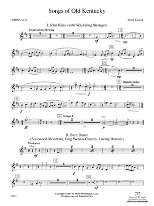 Songs of Old Kentucky: (wp) 1st Horn in E-flat