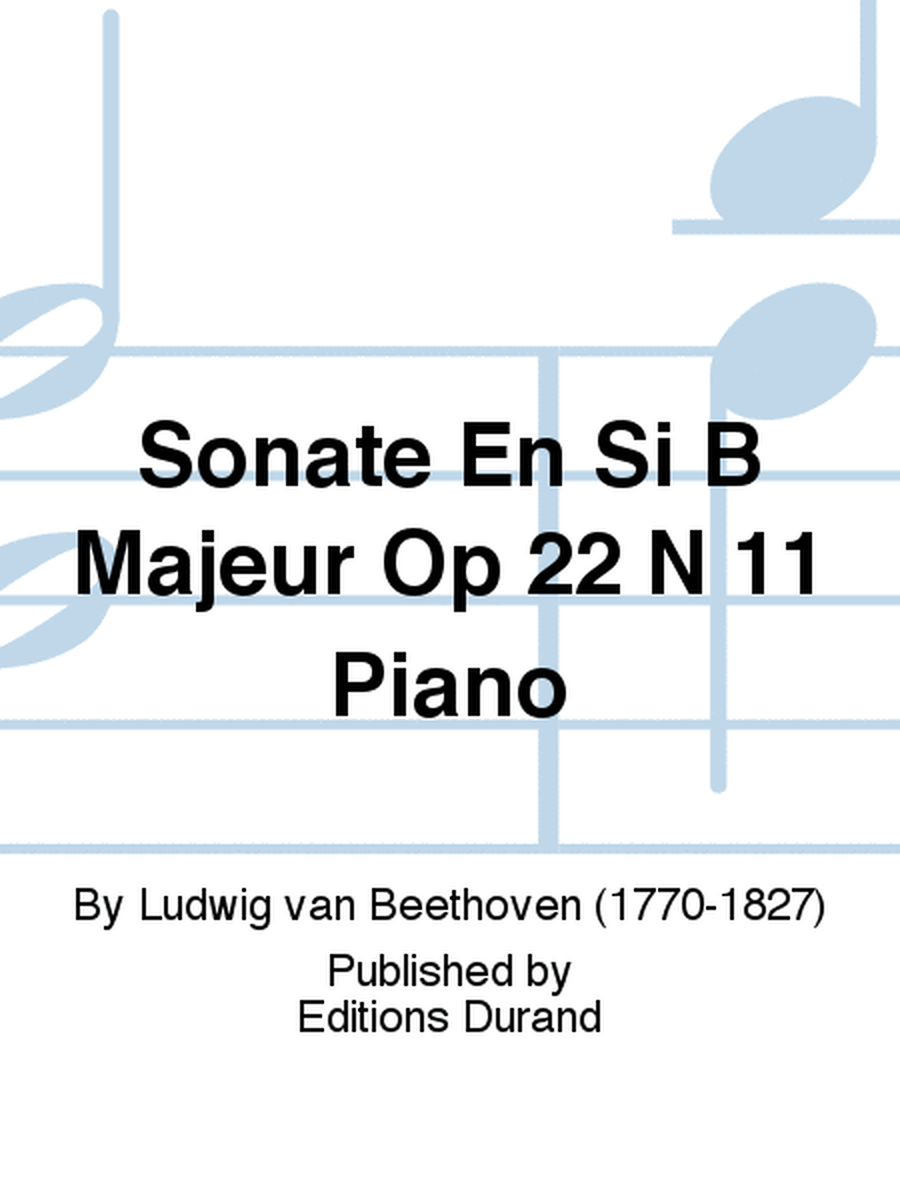 Sonate En Si B Majeur Op 22 N 11 Piano