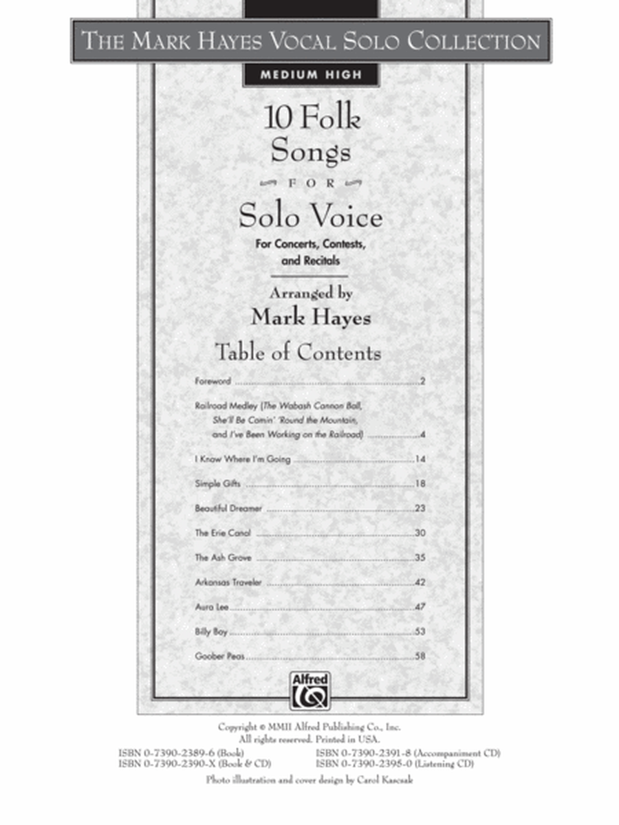 The Mark Hayes Vocal Solo Collection -- 10 Folk Songs for Solo Voice