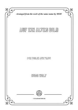 Book cover for Wolf-Auf ein altes Bild, for Violin and Piano