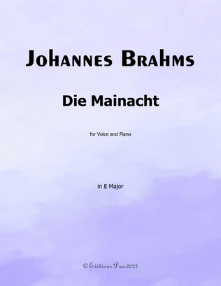 Book cover for Die Mainacht, by Brahms, in E Major