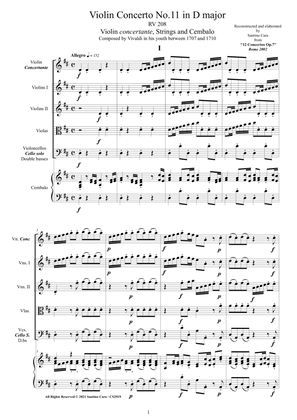 Book cover for Vivaldi - Violin Concerto No.11 in D major RV 208 Op.7 for Violin, Strings and Cembalo