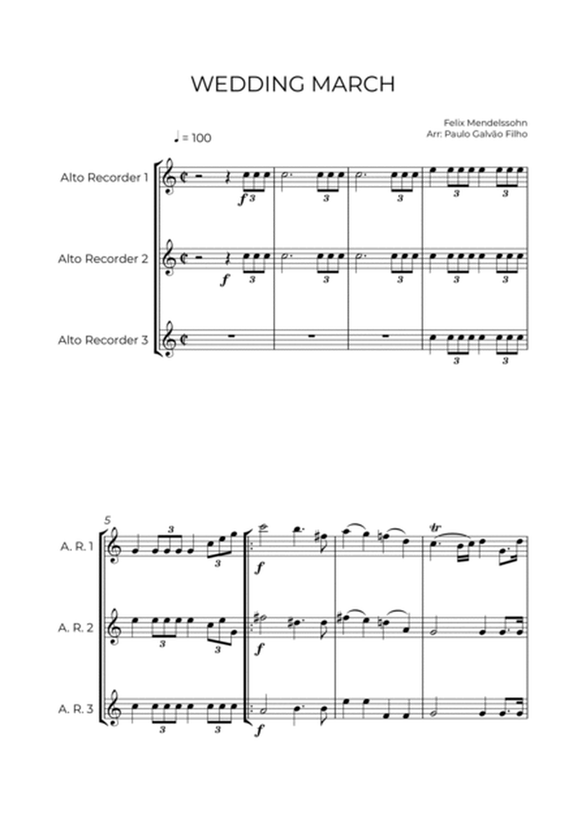 WEDDING MARCH - MENDELSSOHN – ALTO RECORDER TRIO image number null