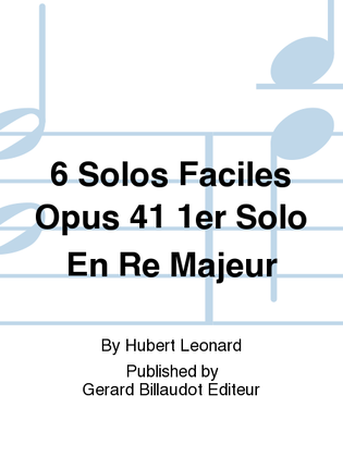 Book cover for 6 Solos Faciles Opus 41 1er Solo en Re Majeur