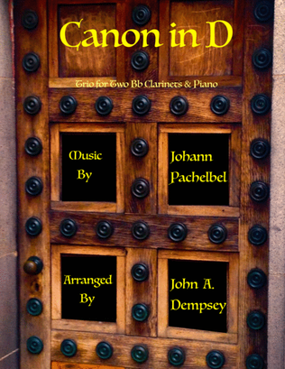 Book cover for Canon in D (in C major): Trio for Two Clarinets and Piano