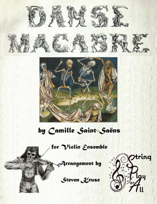 Book cover for Danse Macabre for Mixed-Level Violin Ensemble