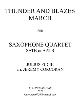 Book cover for Thunder and Blazes March for Saxophone Quartet (SATB or AATB)