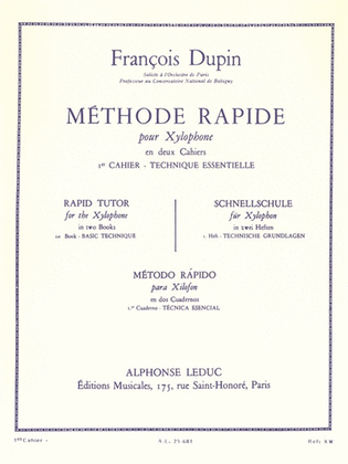 Book cover for Methode Rapide Pour Xylophone Vol.1 (percussion Solo)