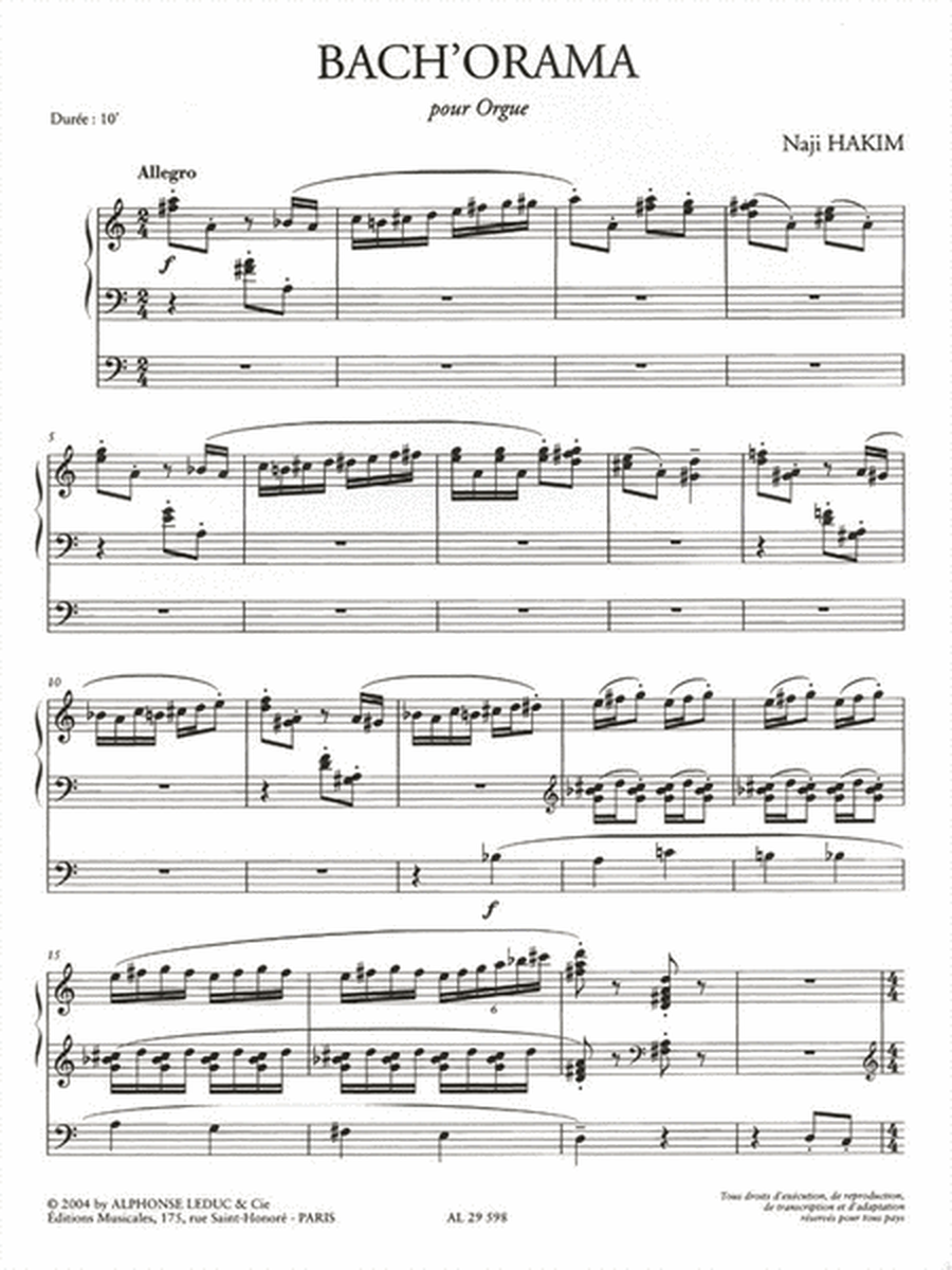 Bach'orama Fantaisie Pour Orgue Sur Les Themes De J.s. Bach