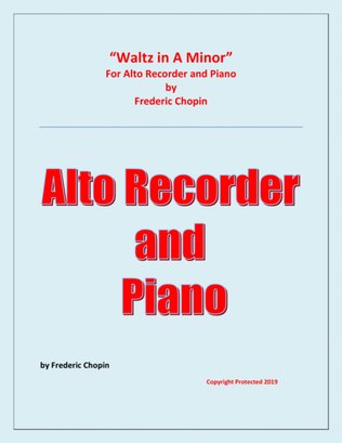 Book cover for Waltz in A Minor (Chopin) - Alto Recorder and Piano - Chamber music