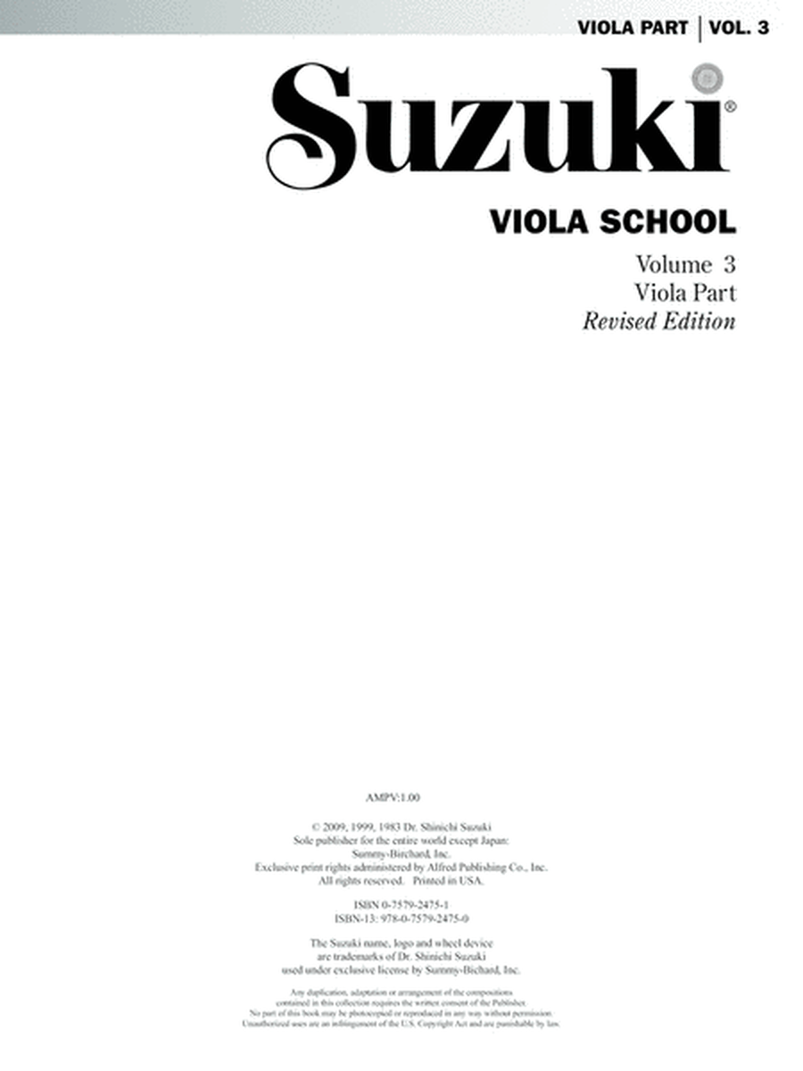 Suzuki Viola School, Volume 3