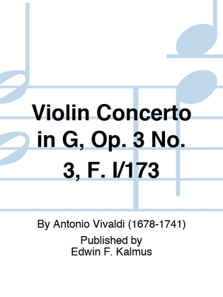 Book cover for Violin Concerto in G, Op. 3 No. 3, F. I/173