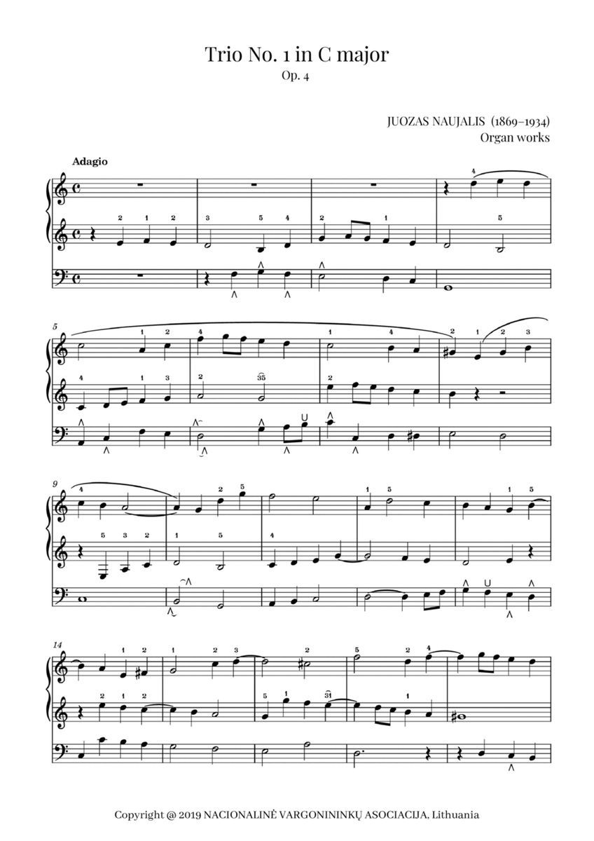 Trio No. 1 in C major, Op. 4 by Juozas Naujalis (1869–1934) image number null