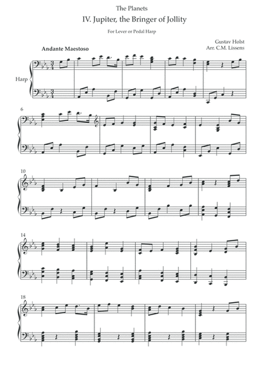 Holst - Theme of Jupiter (for Harp)