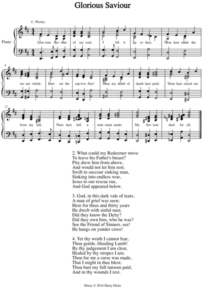 Glorious Saviour. A new tune to a wonderful Wesley hymn.