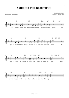 America The Beautiful - Leadsheet in D