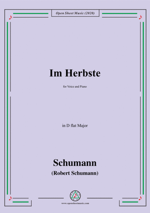 Book cover for Schumann-Im Herbste,in D flat Major,for Voice and Piano