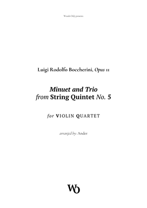 Book cover for Minuet by Boccherini for Violin Quartet